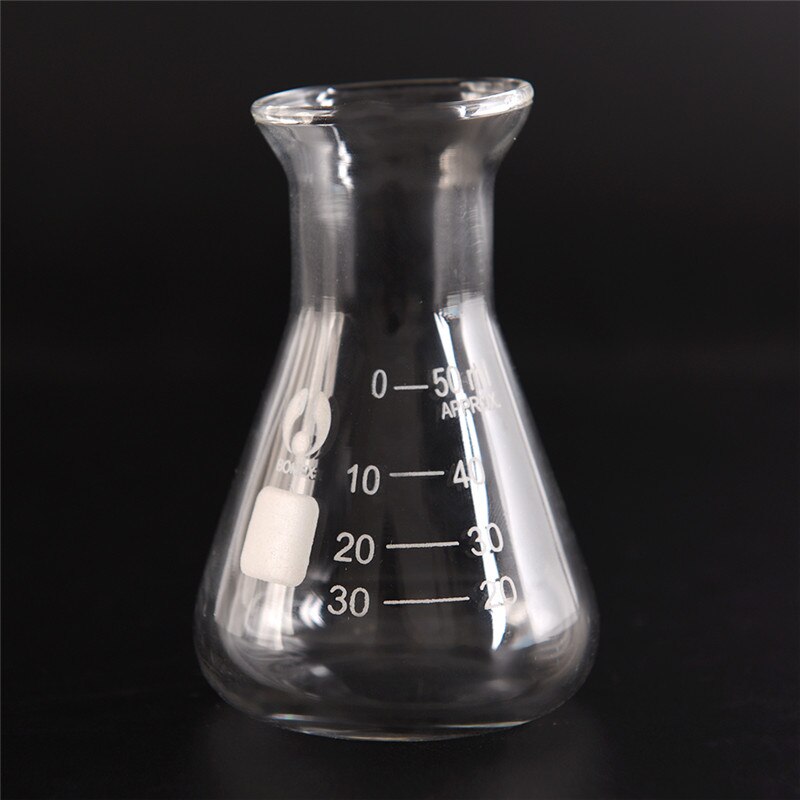 1 frasco Erlenmeyer de cristal transparente, frasco de cristal amplio triangular, frasco cónico de 50ml, equipo de Labrador