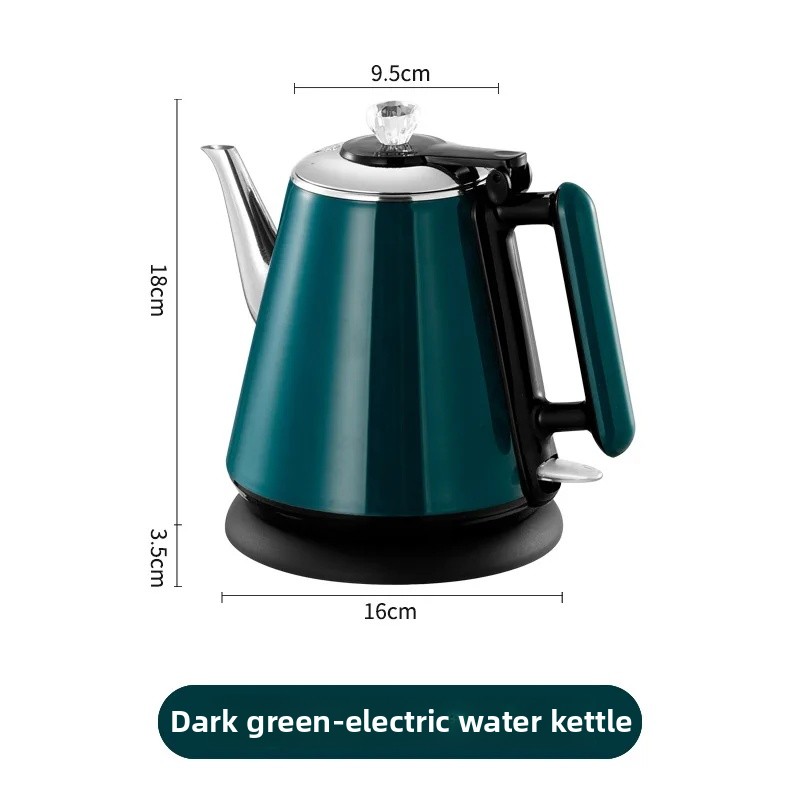 Rostfri vattenkokare med stor kapacitet och lång pip, automatisk avstängning för hemmabruk: Vit