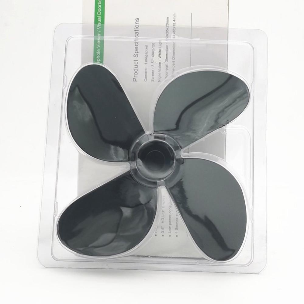 4 Blade Black Fireplace fan Heat Powered Stove Fan Thickened Aluminum Alloy Fan Blade Fireplace Fan Accessories for Home