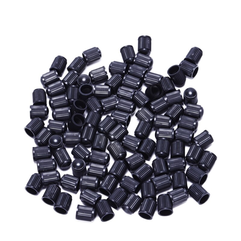 Set Van 100-Zwarte Plastic Vervanging Ventieldopjes. Auto 'S, Vrachtwagens, Motorfietsen, Atv. Schrader Band Caps.