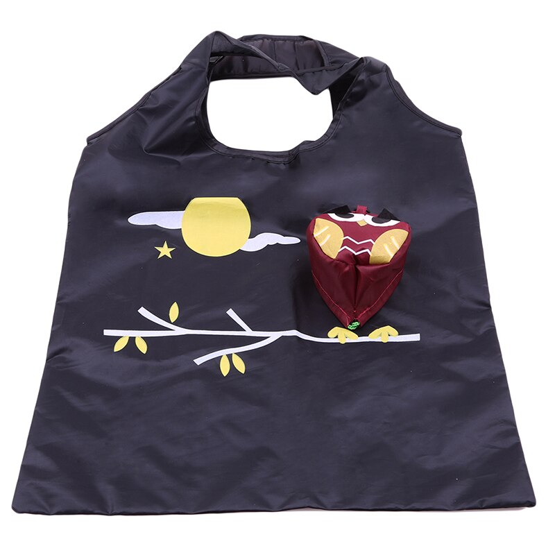 Cartoon boodschappentas schattige uil opvouwbare herbruikbare organizer voor buiten supermarkt boodschappen draagbare opbergtas met grote capaciteit