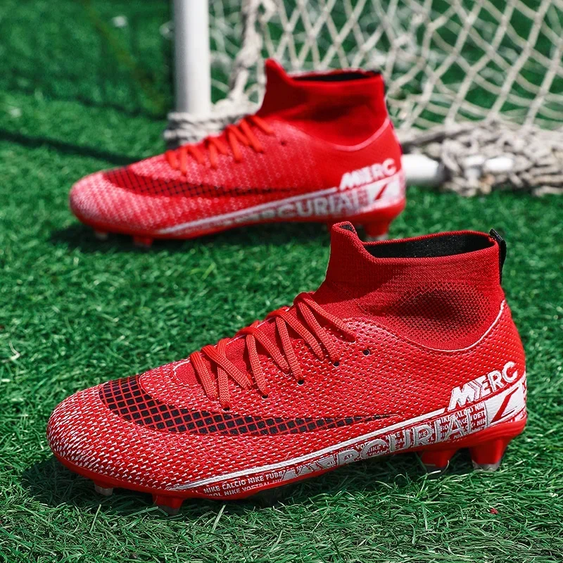 Herr fotbollsskor ankelskydd pojkar fg fotbollsskor sneakers sportskor unisex matchskor bekväma