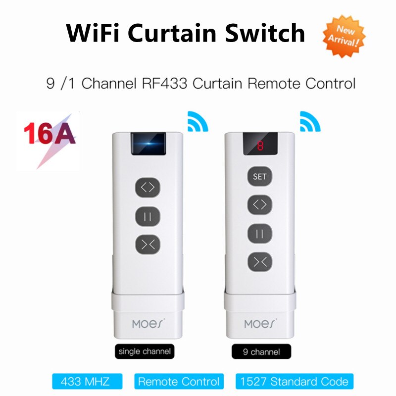9 Channel RF433 Remote Control For WiFi Curtain Switch RF Roller Blinds Module Battery Powered Curtain Accessories Emitter