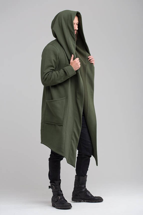 Zogaa heren trenchcoat herenjas lente herfst trenchcoat vest punk heren trenchcoat heren lange jas bovenkleding trenchcoat heren: Legergroen / M