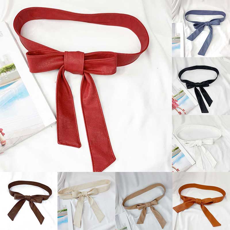 Cinturón Vintage de cuero suave para mujer, cinturón de cuero PU con lazo para envolver alrededor de la cintura, elástico, Color sólido