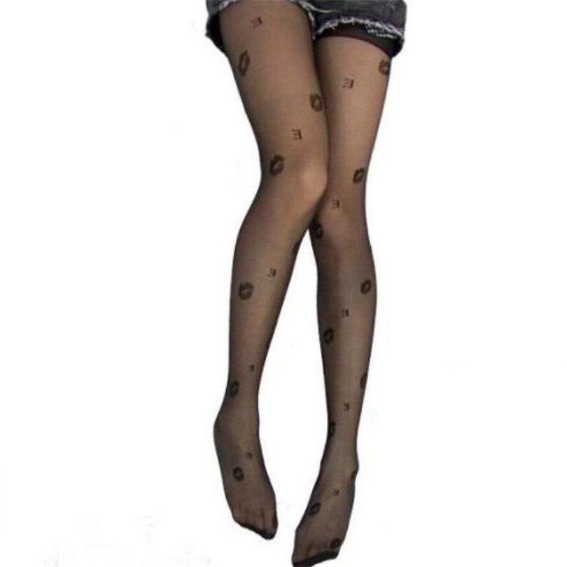 Ysdnchi Vrouwelijke Zwarte Sexy Kous Transparante Panty Print Strakke Lippen Patroon Vrouwen Panty Mode Lief Meisje