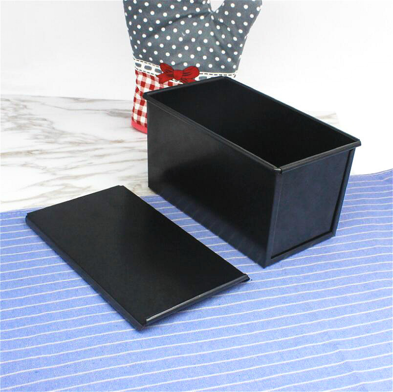 Herramienta para hornear Rectangular para oro tostadas de pan de molde horno pastel casero herramientas de cocina para hornear de acero al carbono rectángulo hacer pan: Black Covered