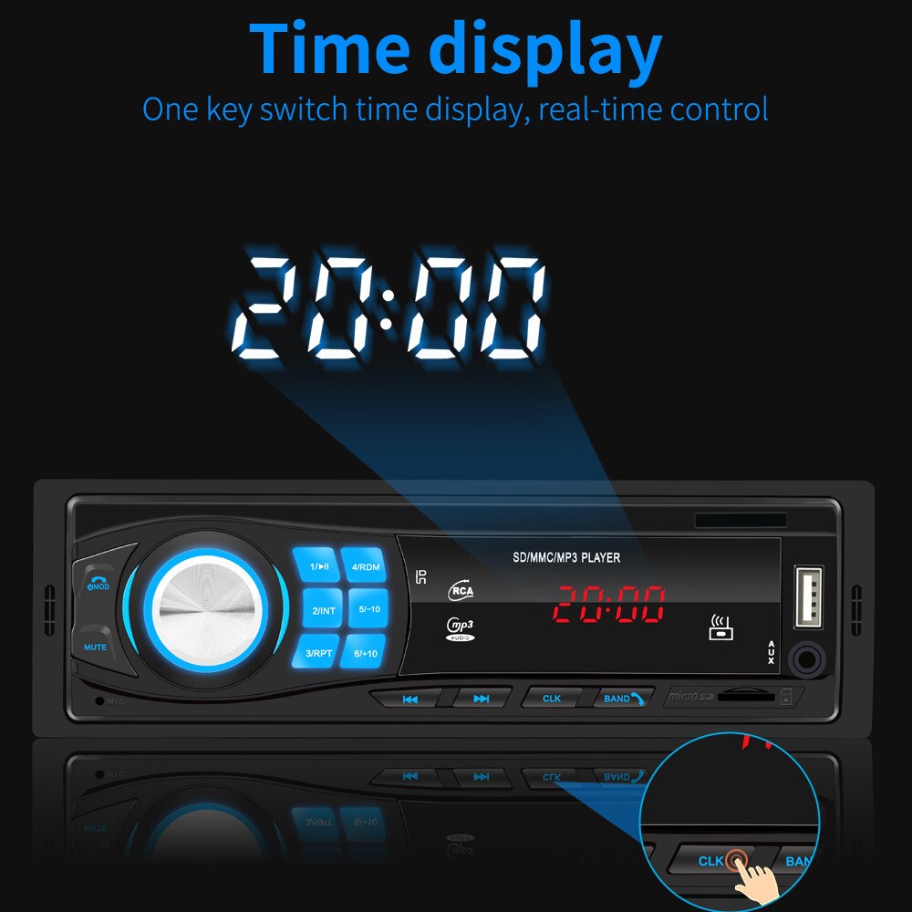 kebidu Handsfree MP3 Player In-dash 12V Car Radio 1 Din Bluetooth Car Stereo Support FM Mp3 USB WMA AUX IN Car Player