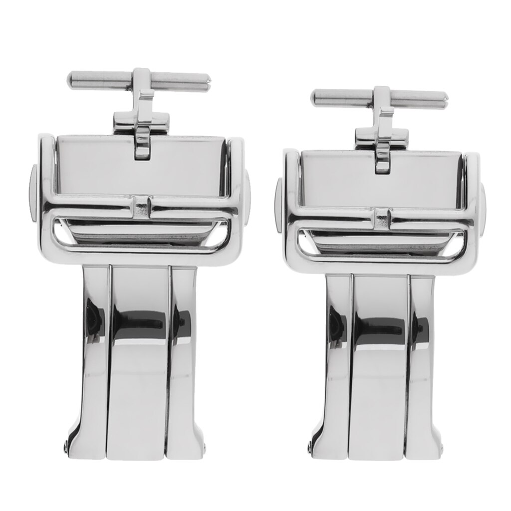 2pc Stainless Steel Push Fold Deployment Clasp Strap Buckle 18mm 20mm