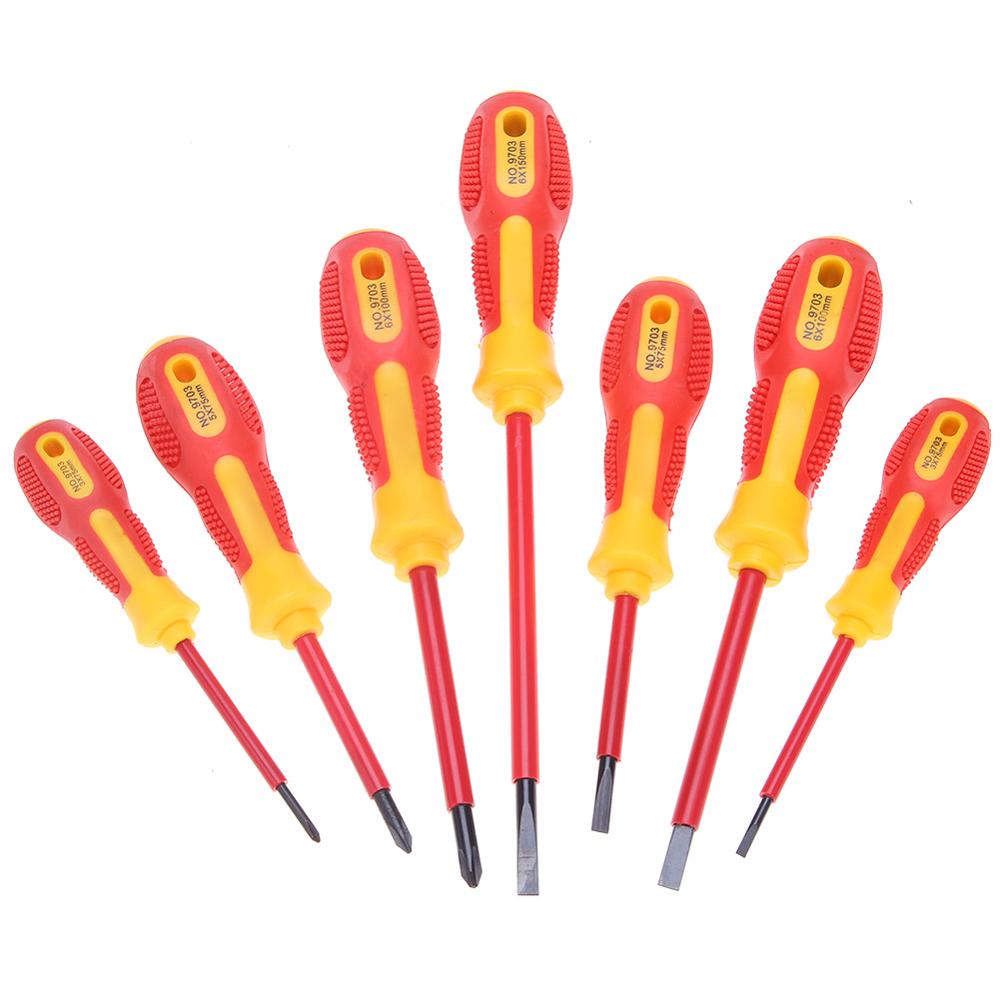 Juego de destornilladores aislados de 1000V para electricista, Phillips ranurado dedicado, destornillador resistente de alto voltaje, herramienta manual de reparación