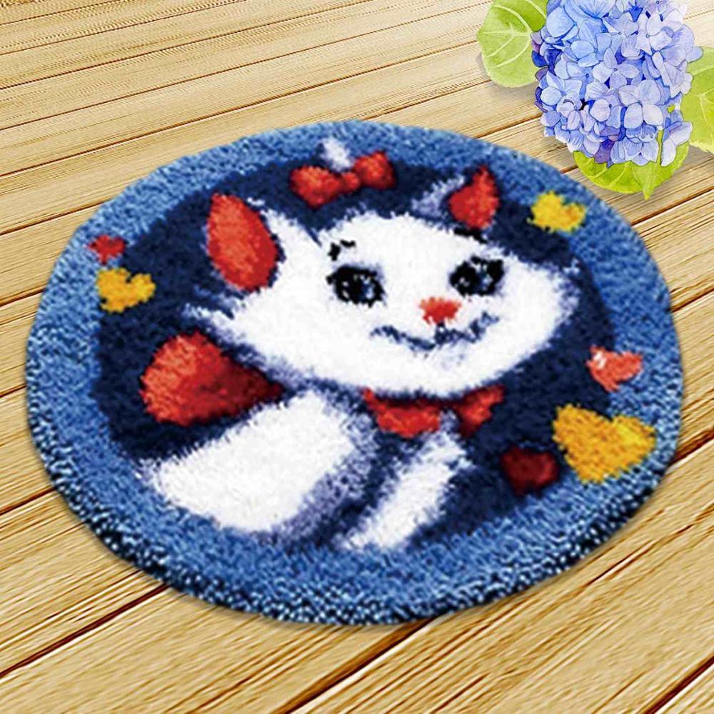 DIY juego de aguja de lengüeta cojín de alfombra tapiz bordado hágalo usted mismo pestillo gancho Smyrna botón cojín animales equipo de colchoneta de costura