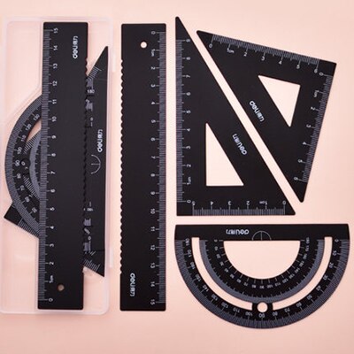4Pcs Set Square Portable School Math Geometry Set Protractor Drawing RulerGeometry Set Protractor Drawing Ruler Math: A