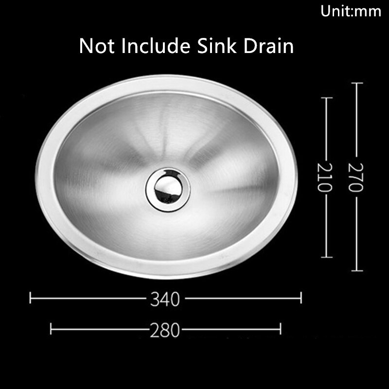 JayCreer Stainless Steel Oval Sink Stainless Steel Round Sink Stainless Steel Rectangle Sink Not Include Drain: Oval Sink