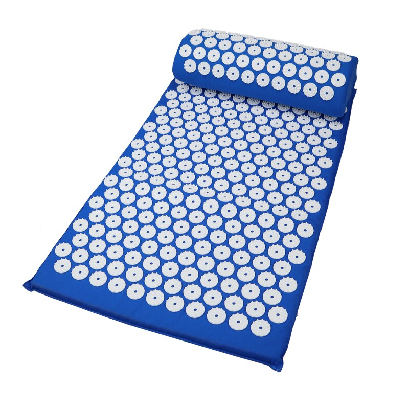 Cojín de acupuntura para aliviar el estrés, colchoneta de acupresión para el dolor de espalda/almohada, estera de masaje de Punta rosa, masaje y relajación: blue set