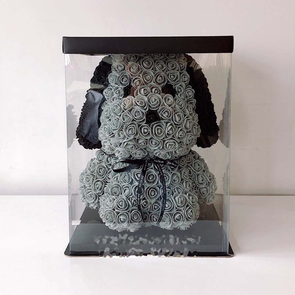 38cm rose huba hund bamse rose blomst kunstig dekorasjon jul til kvinner valentines