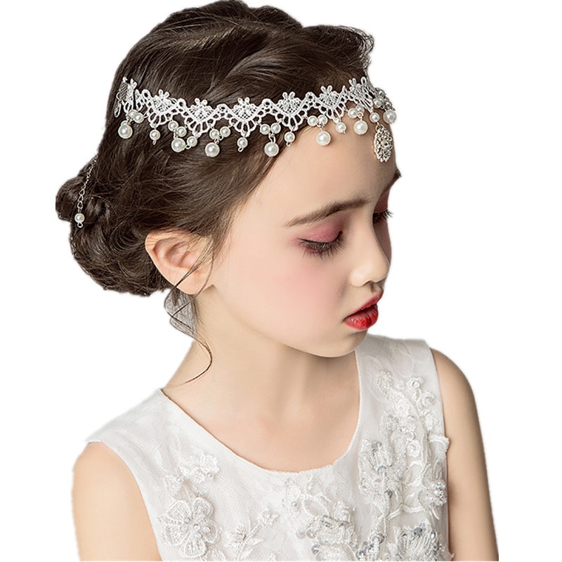 Pageant Flower Girl Tiara Hair Accessories Pearls Wedding Party Shining Crown