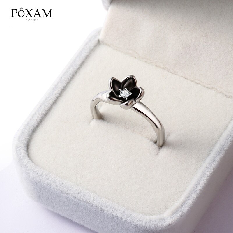 POXAM Luxe Dainty Zilver Crystal ringen voor Womnen Bruiloft Mode-sieraden Vinger Mannen vrouw Romantische Liefde Ring Engagement Ring