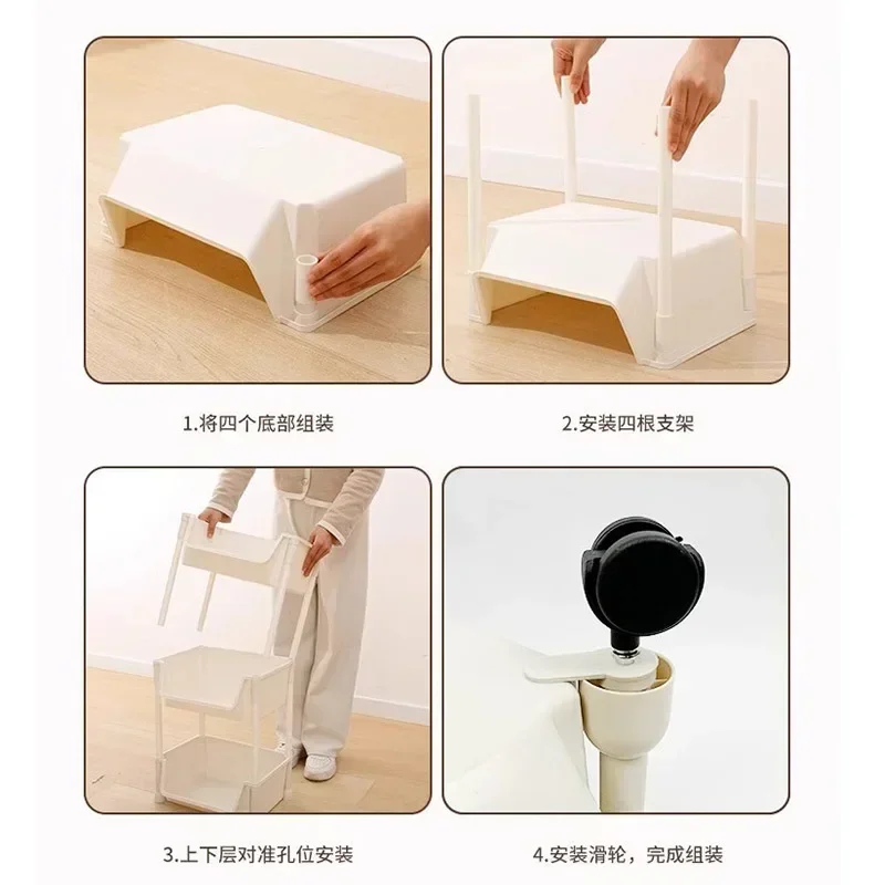 Trolley Bookshelf Kitchen Storage Slit Storage Cabinet Bathroom Living Room Home Organizer Rack Kitchen Corner Narrow Doll stand