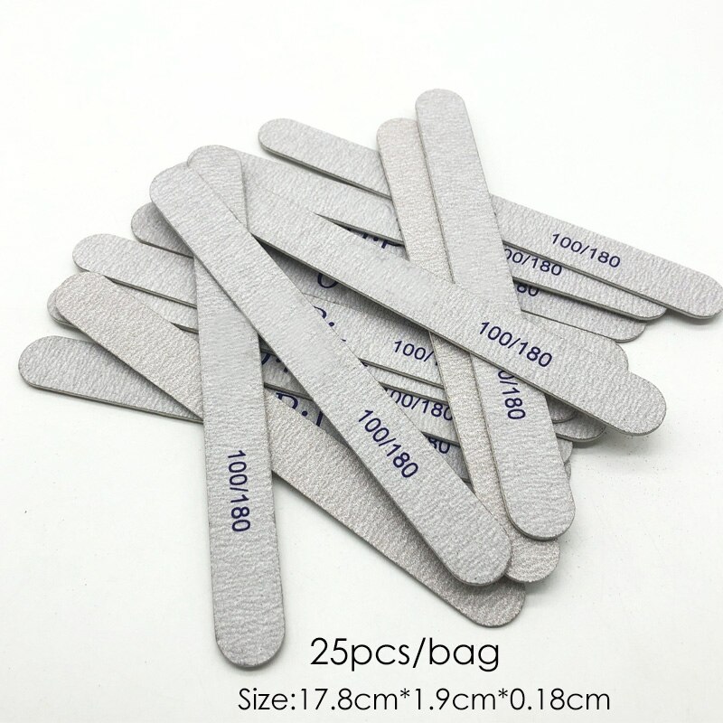 Lote de lijas para manicura , lote de 25 unids/paquete de limas para Nail Art, limas de uñas con gotitas, papel de lija para esmalte gris 100/180 Natural: Grey 100 180