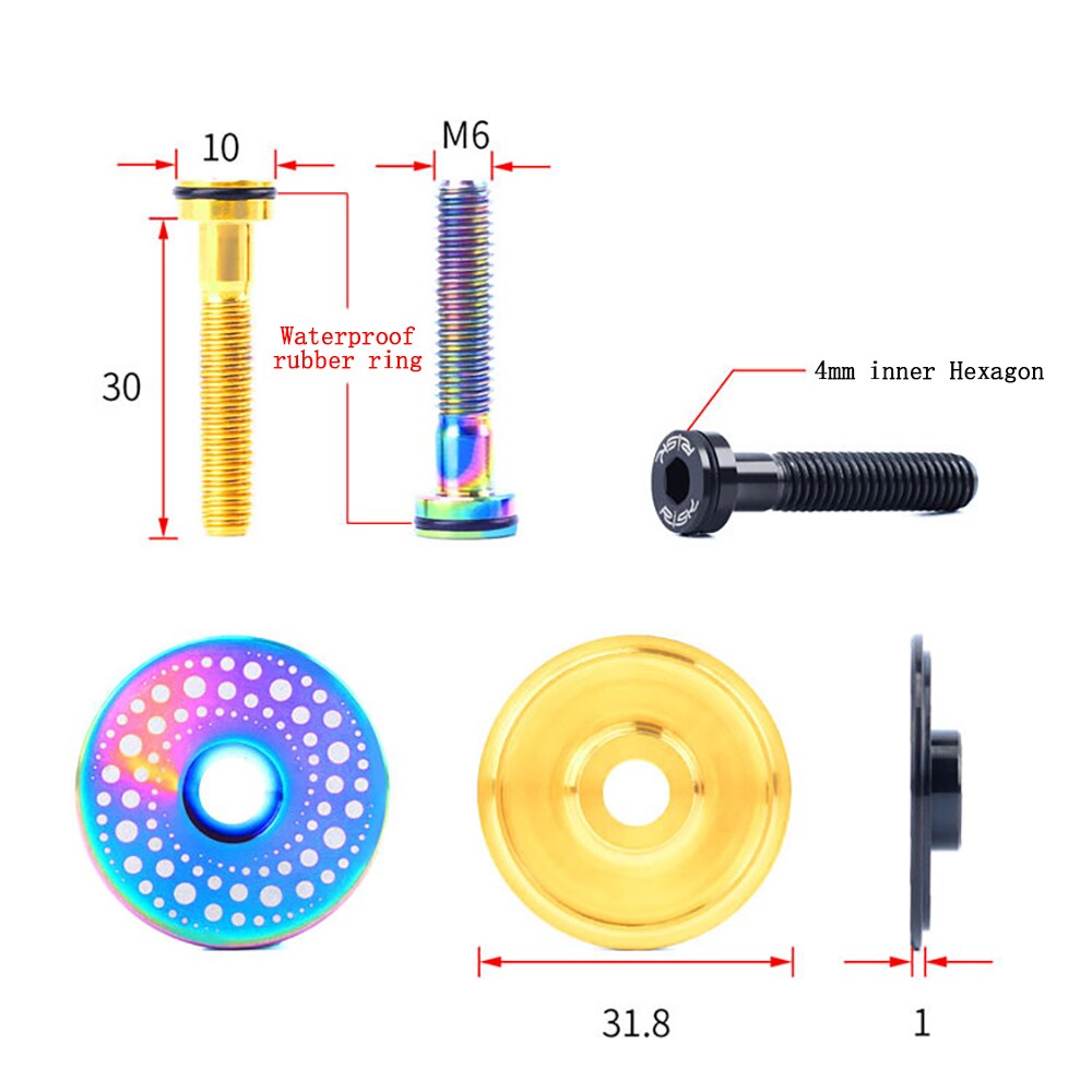 28.6Mm Mtb Fiets Stem Headset Top Cap Titanium Legering Ultralichte Stuurpen Top Cap Bmx Racefiets vork Stem Top Cap Kom Covers