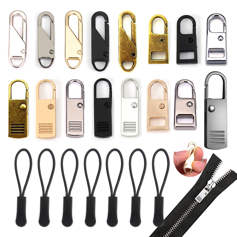 5/10pz cerniera in metallo tiro sostituzione cerniera staccabile cursore cerniera lampo testa tiro scheda kit di riparazione per accessori per vestiti da cucito artigianali