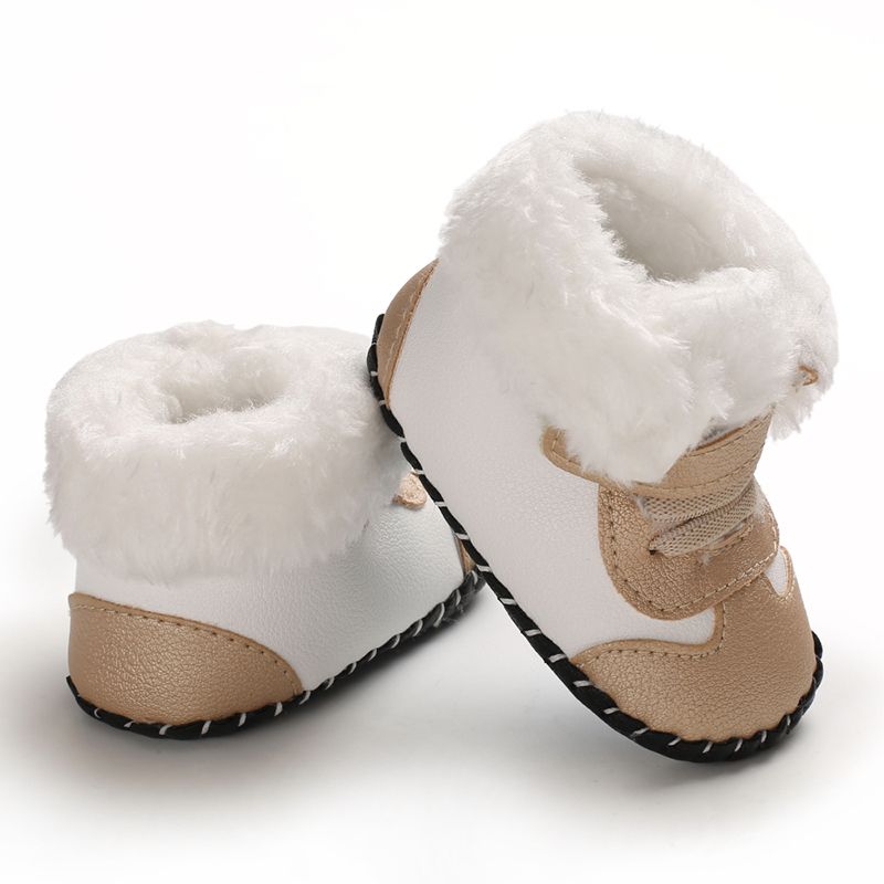 Pasgeboren Baby Meisjes Jongens Snowboots Winter Lederen Laarzen Baby Zachte Bodem Schoenen Baby PU Harige Warme Laarzen: K / 0-6 months