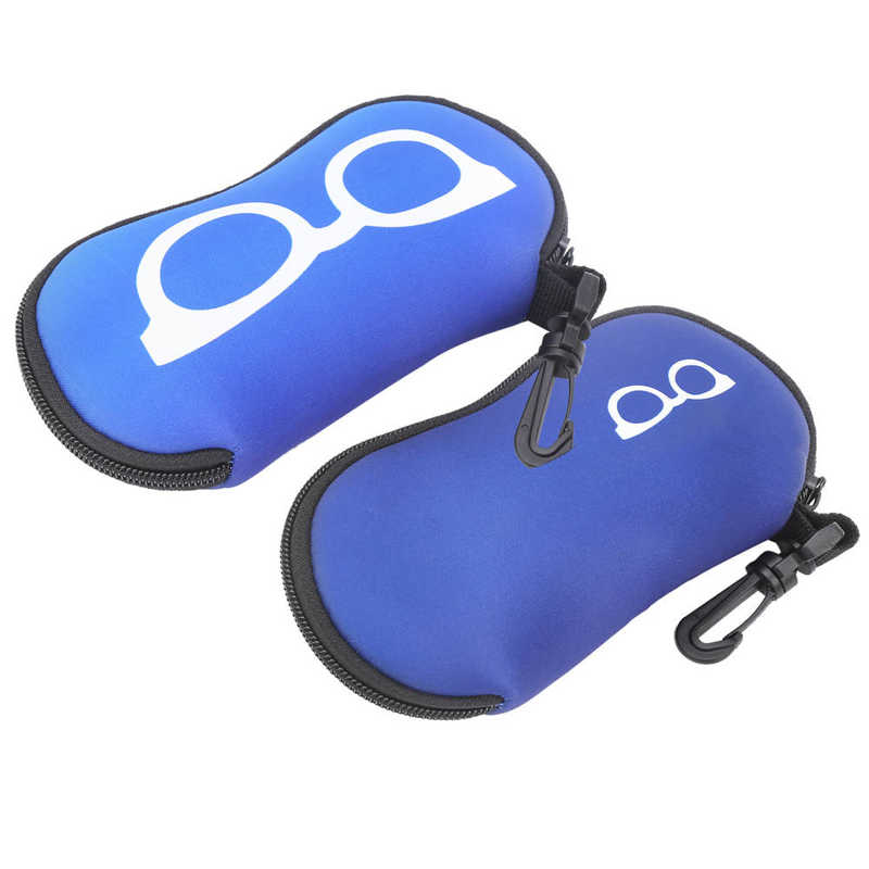2Pcs Glasses Case Sunglasses Neoprene Protector Eyewear Zipper Box Waterproof Diving Glasses Bag Travel Accessories: Sky Blue