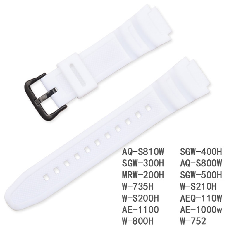 Bracelet En Silicone pour Casio AE-1000w AQ-S810W SGW-400H/SGW-300H Bracelet En Caoutchouc Boucle Ardillon Bracelet Montre Bracelet de Poignet Noir