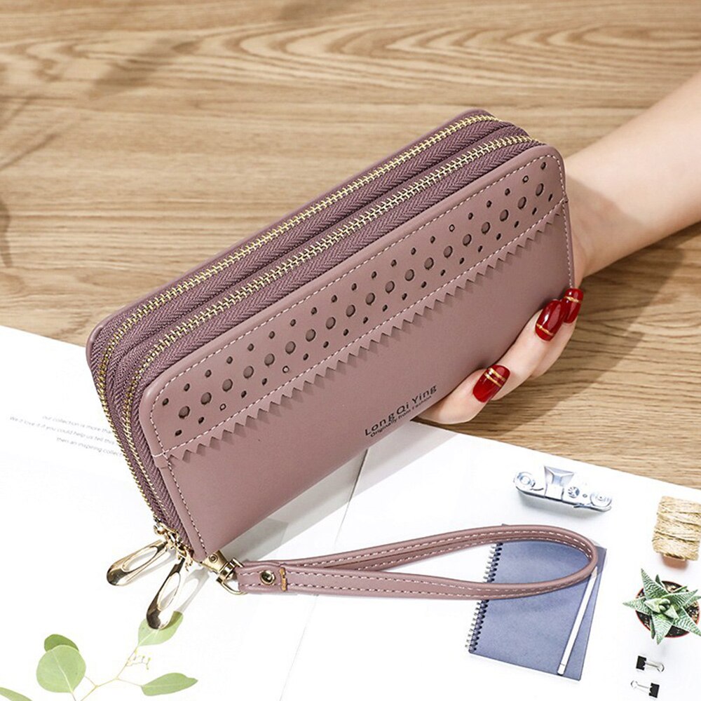 Vrouwen Lange Portefeuilles Grote Capaciteit Dubbele Rits Clutch Portemonnee Dames Double-Layer Clutch Bag Mode Portemonnee portemonnee: 1