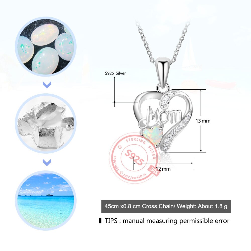 Kobieta 925 srebro opal i CZ kamień z sercem kształt naszyjniki najlepsza biżuteria prezent dla mamy (JewelOra ne102681)