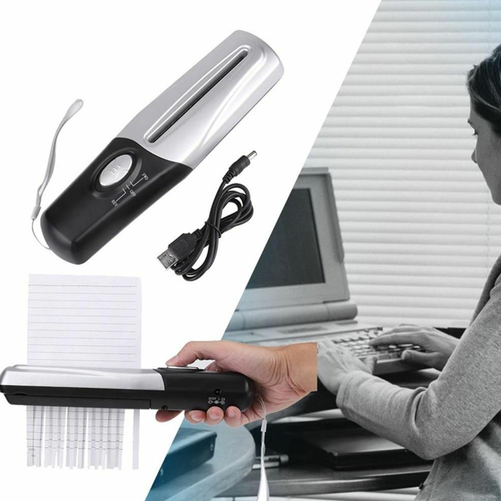 Portable Handheld Paper Shredder Cutter A6 Folded A4 Strip Cut USB/Batteries Operated Cutting Machine for Home Office School