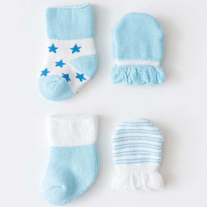 Baby Socks For 0-6 months Sock+Gloves Newborn boys and Girls Baby Cotton Warm Socks