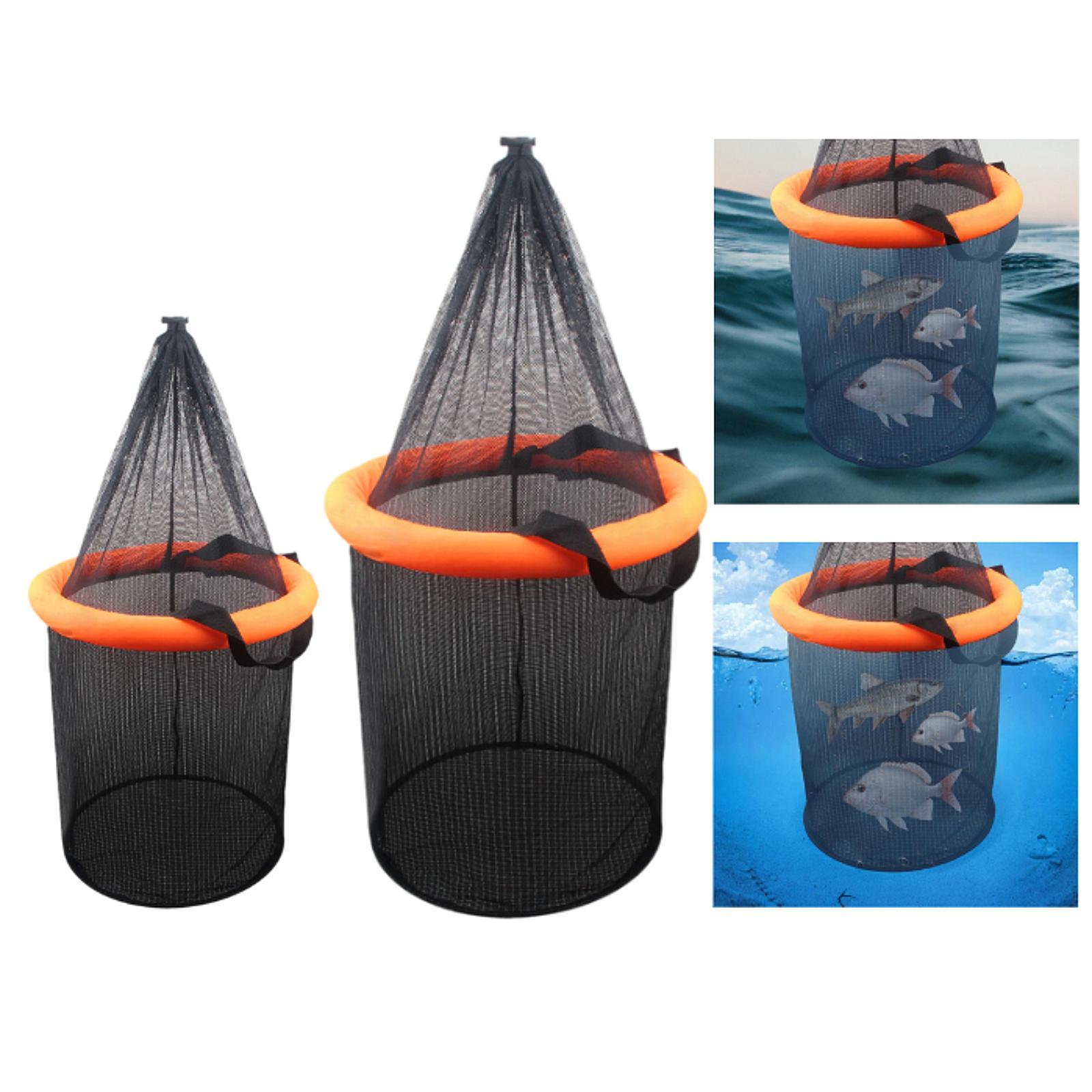 Panier à poisson flottant pliable, filet d'appât en maille pliable, sac de Protection, équipement de pêche à flottabilité en Nylon, filet de traction pour ménés de Kayak