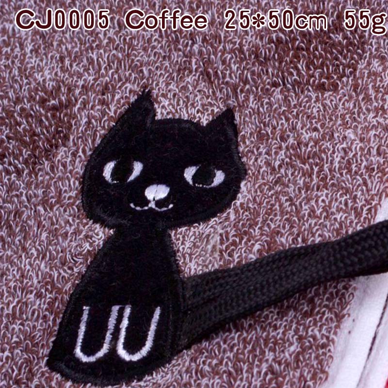 Thee handdoek katoen kind-handdoek Mode cartoon kat handdoeken gezicht handdoek Diepe kleur: CJ0005 Coffee
