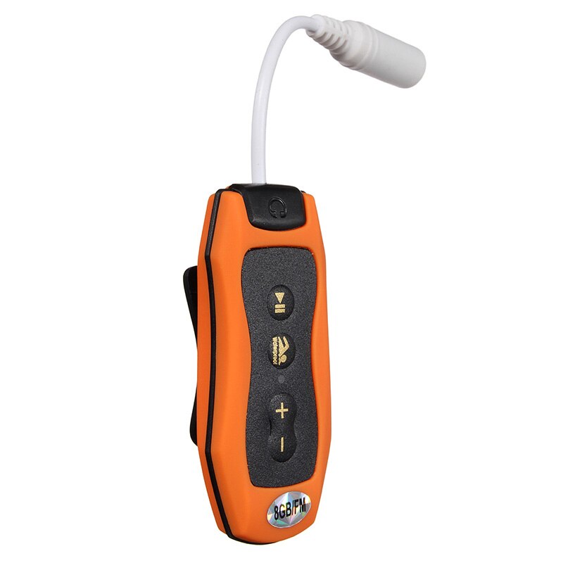 8GB MP3 Player Swimming Underwater Diving Spa + FM Radio Waterproof Headphones White: Orange