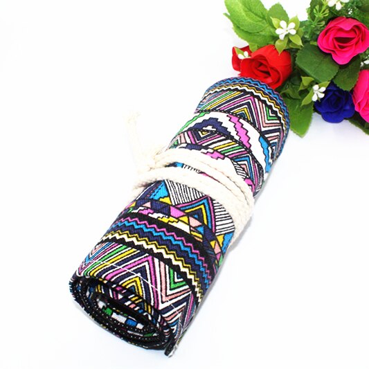 National Canvas School Pencil Case 36 Holes Roll Up Pencil Bag Portable Pencil Box School Supplies material escolar