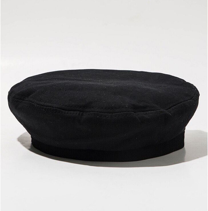 Retro cotton Beret Hat Women Cap Female Ladies Beanie Beret Girls For Summer And Autumn THIN: Black