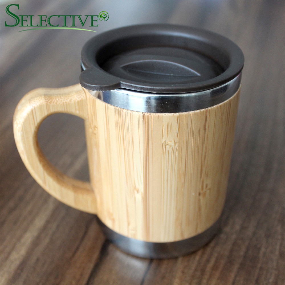 Natuurlijke Bamboe Mok met Roestvrijstalen Voering Creatieve Vacuüm Cup Koffie Melk Mok Met Deksel reizen Mok