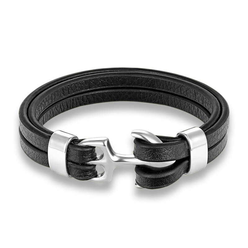 Creatieve Mode Persoonlijkheid Anker Rvs Lederen Armband In Meerdere Kleuren: 03