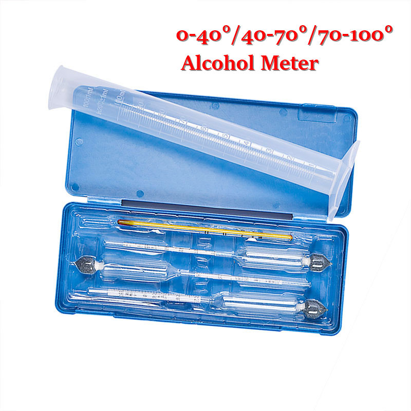 5 stk / sæt alkoholmåler vinkoncentrationsmåler alkoholinstrument hydrometer tester med måleflaske termometer 0-100%