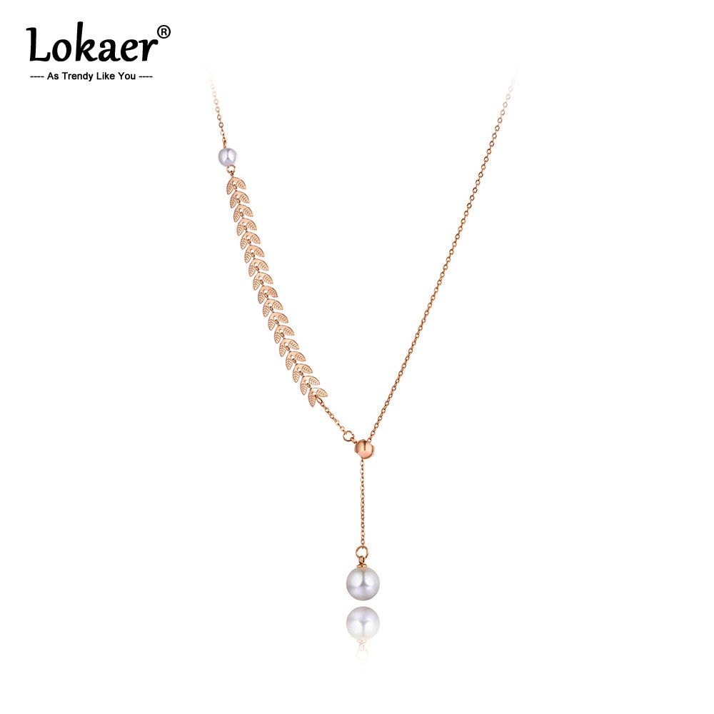 Lokaer-collier ras du cou avec perles blanches, style bohémien, pour femmes et filles, avec des feuilles chics, pendentif à breloque, N20097