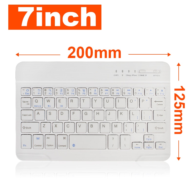 Wireless Keyboard Bluetooth Mini Keyboard Tablet Laptop Phone Keyboard Rechargeable Andriod IOS Windows Spainsh Russian Keyboard: 7 inch White