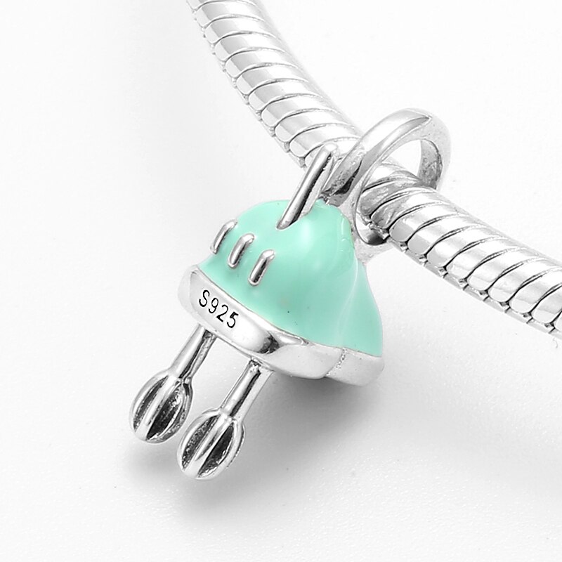 Utensilios de cocina de Plata de Ley 925, batidor para huevos, colgantes, cuentas, se adapta a la pulsera de abalorios originales LYNACCS para manualidades, fabricación de joyas