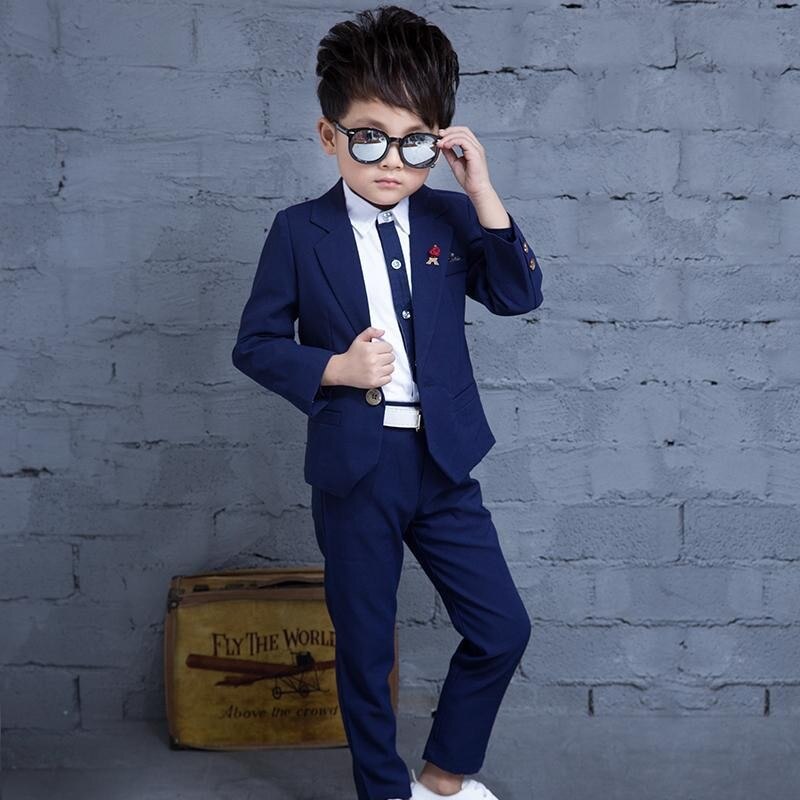 Kinderen Jongens Pak sets Kids Blazer Jongens Formele Pak Voor bruiloft bloem jongens Smoking party kleding Jassen 2pcs 3-10: as picture1 / 8T