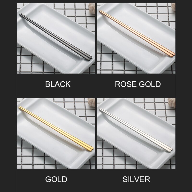 6 par tytanowe chińskie pałeczki srebrne hashi czarne 304 ze stali nierdzewnej Sushi lustro polski wielokrotnego użytku żywności metalowe pałeczki robić jedzenia