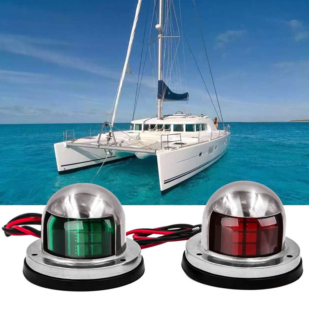 12V Red Green LED Navigation Lights Stainless Steel Sailing Lamp For Marine Boat Pontoon Yacht Boat Lights Boat Accessory