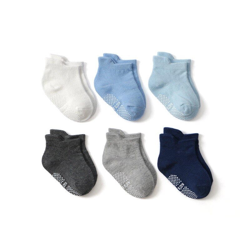 6/12Pairs Lente Herfst Baby Jongens Sokken Mesh Katoen Zachte Kinderen Tollder Sokken Met Rubberen Zolen Baby Baby anti-Slip Vloer Sokken: D034A / M(1-3Y)