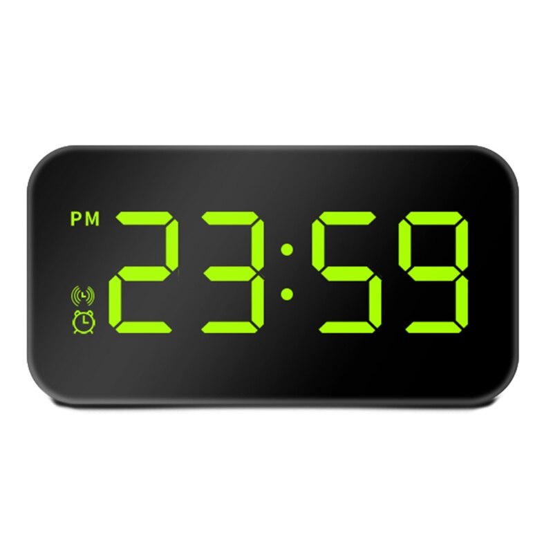 LED Digital Voice Control Alarm Clock Dual USB Powered Easy Snooze Brightness Adjustment Battery Backup Bedside Clock