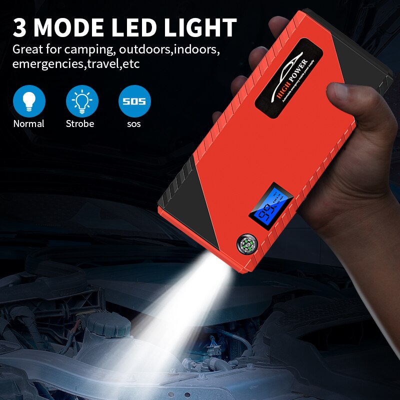 28000mAh Car Jump Starter Power Bank 1200A Portable Car Battery Booster Charger 12V Starting Device For Petrol Diesel Car