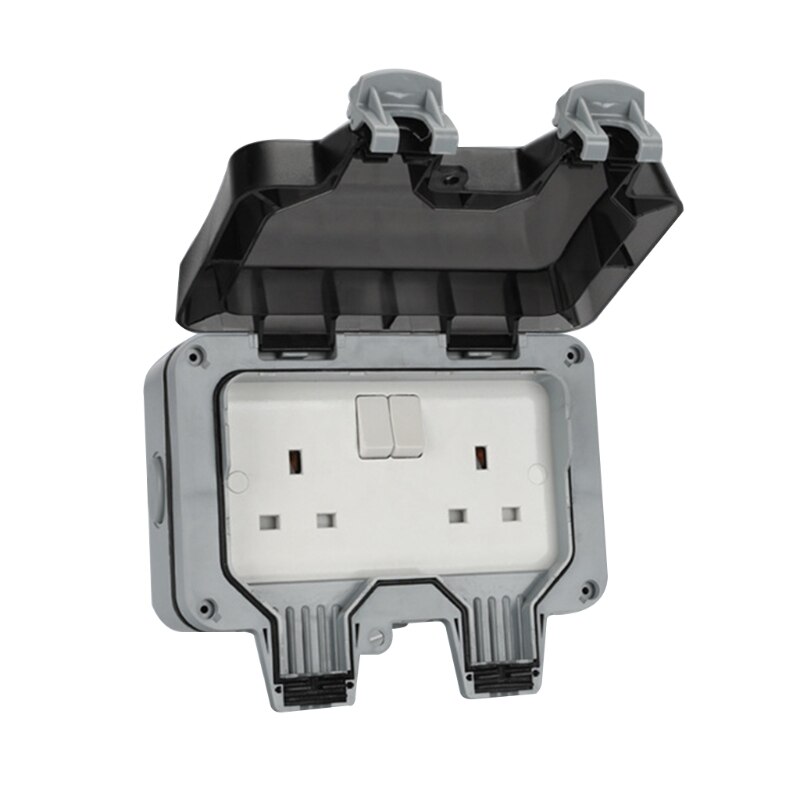 UK/EU Plug Electrical Wall Socket Outdoor Waterproof Dust-proof Power Outlet: UK 2